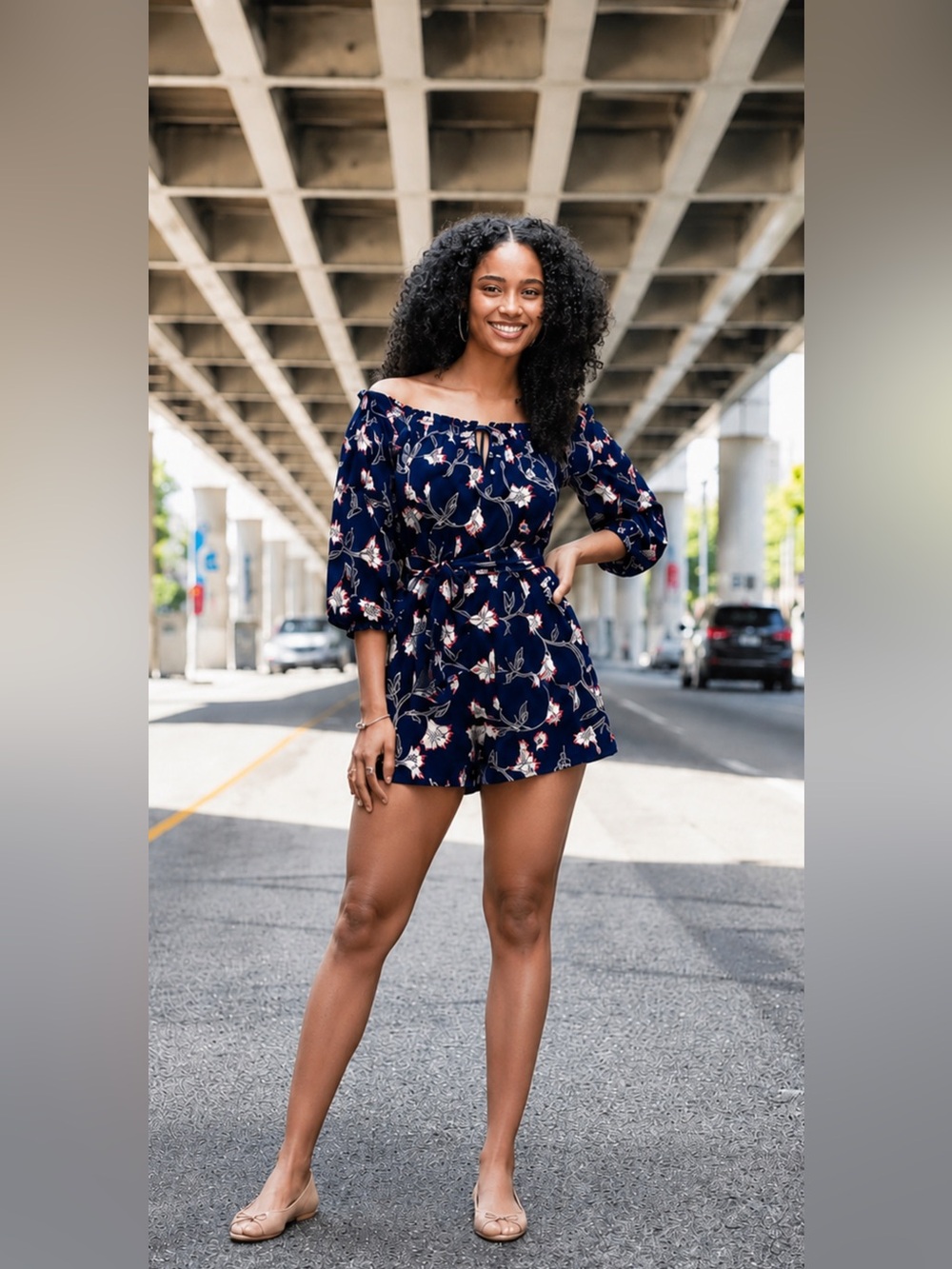 Lucky Brand Navy Floral Button-Front Mini Dress